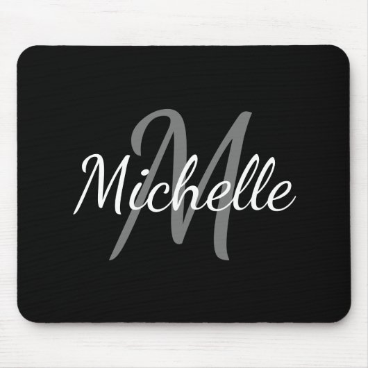 Eenvoudig modern zwart-wit monogram muismat (Voorkant)