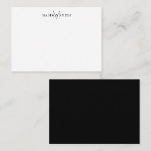 Eenvoudig modern zwart-wit monogram notitiekaartje