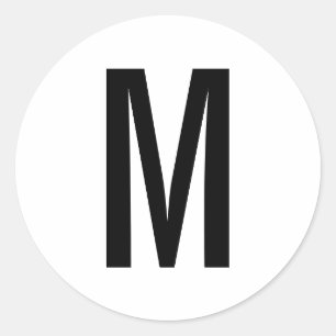 Eenvoudig modern zwart-wit monogram ronde sticker