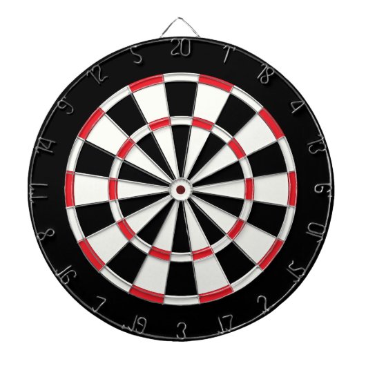 Eenvoudig Modern Zwart Wit Rood Dartbord (Voorkant)