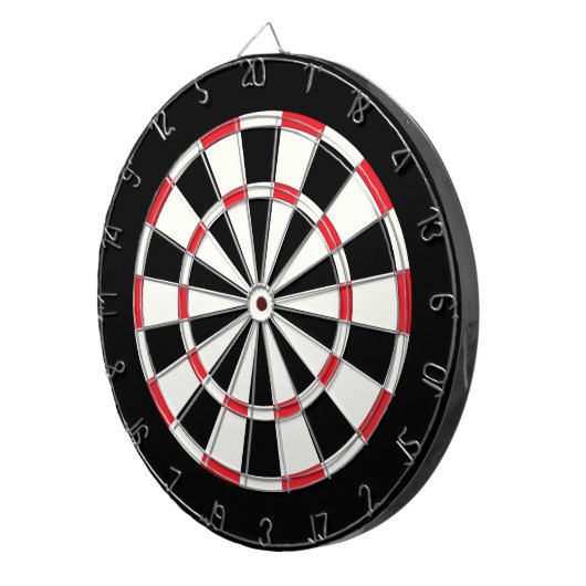 Eenvoudig Modern Zwart Wit Rood Dartbord (Voorkant Rechts)