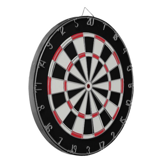 Eenvoudig Modern Zwart Wit Rood Dartbord (Voorkant Links)
