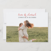 Eenvoudig Modern Zwart Wit Rood Script Foto Bruilo Save The Date (Achterkant)