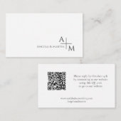 Eenvoudig Modern Zwart Wit RSVP QR Code Informatiekaartje (Voorkant / Achterkant)