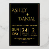 Eenvoudig modern zwart-witscript folie uitnodiging (Voorkant)