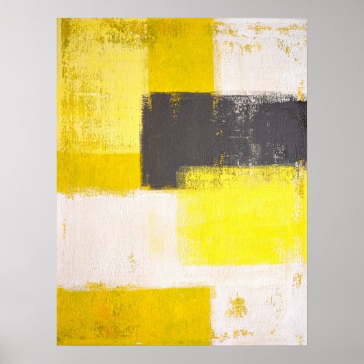 "Eenvoudig moderne" grijze en gele Abstracte kunst Poster (Voorkant)