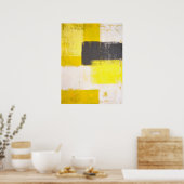"Eenvoudig moderne" grijze en gele Abstracte kunst Poster (Keuken)