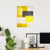 "Eenvoudig moderne" grijze en gele Abstracte kunst Poster (Thuiskantoor)