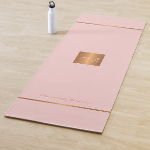 Eenvoudig moderne roze gouden chic monogram strepe yogamat