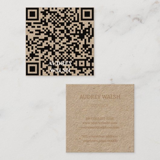 Eenvoudig moderne vierkantsbus met vierkantscode vierkante visitekaartje (Voorkant / Achterkant)