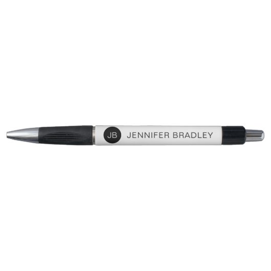 Eenvoudig Monogram Aangepaste naam Zwart-wit Pen (Voorkant)