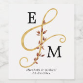 Eenvoudig Monogram Ampersand Fall Wedding Wijn Etiket (Enkel label)
