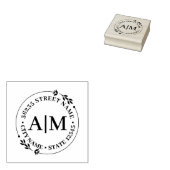 Eenvoudig Monogram Botanisch Retouradres Bruiloft Rubberstempel (Gestempeld)