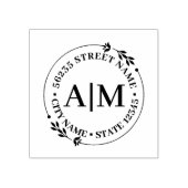 Eenvoudig Monogram Botanisch Retouradres Bruiloft Rubberstempel (Afrduk)