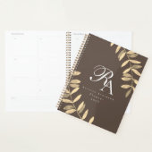 Eenvoudig monogram bruin planner (Display)