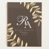 Eenvoudig monogram bruin planner (Voorkant)