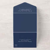 Eenvoudig Monogram Elegant Navy Blue Wedding All In One Uitnodiging (Buitenkant)