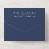 Eenvoudig Monogram Elegant Navy Blue Wedding All In One Uitnodiging (Achterkant)