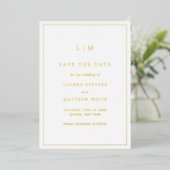 Eenvoudig Monogram Elegant Wedding sparen de Datum Folie Uitnodiging (Staand Voorkant)