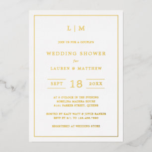 Eenvoudig Monogram Elegante Trouwdouche Folie Uitnodiging