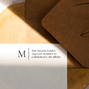 Eenvoudig monogram- en retouradres 	rubberstempel