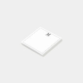 Eenvoudig monogram familienaam zwart-wit post-it® notes (Schuin)