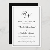 Eenvoudig monogram Formele Elegant Spaans Weddensc Save The Date (Voorkant / Achterkant)