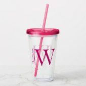 Eenvoudig monogram gepersonaliseerd acryl drinkbeker (Achterkant)