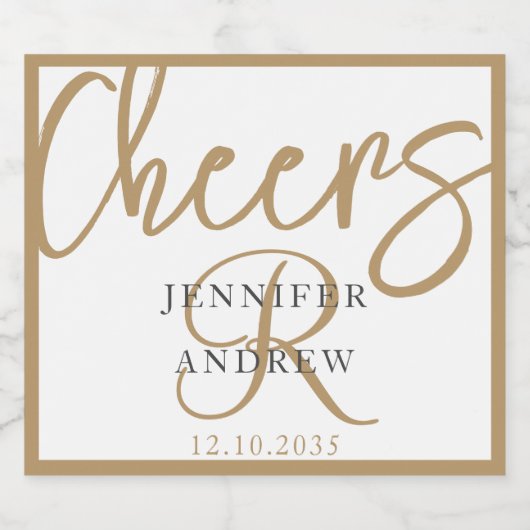 Eenvoudig Monogram Gouden Kalligrafie Script Spark Sparkling Wijnetiket (Enkel label)