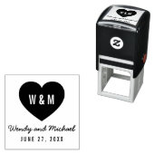 Eenvoudig monogram hartpaar sparen de Datum bruilo Zelfinktende Stempel (In situ)