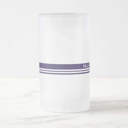 Eenvoudig monogram in blauw en wit matglas bierpul (Center)