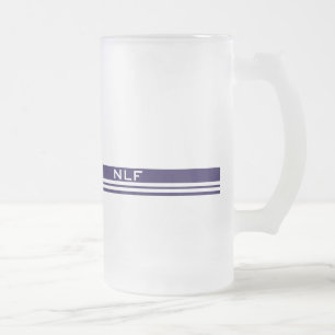 Eenvoudig monogram in blauw en wit matglas bierpul