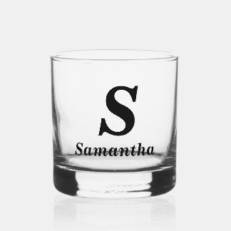 Eenvoudig Monogram Initiaal Naam Whisky Glas