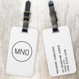 Eenvoudig monogram Initialen minimalistisch Bagagelabel