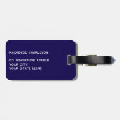 Eenvoudig Monogram Initialen Minimalistisch Marine Bagagelabel (Achterkant horizontaal)