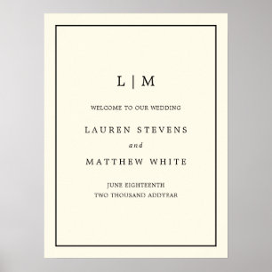 Eenvoudig Monogram Ivory Elegant Welkomsthuwelijk Poster