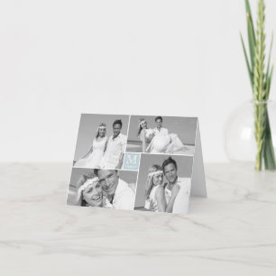 Eenvoudig monogram Kader 4 Multifoto Moderne bruil Bedankkaart