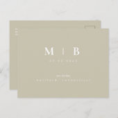 Eenvoudig Monogram Khaki Weddenschap Save the Date Aankondigingskaart (Voorkant / Achterkant)