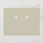 Eenvoudig Monogram Khaki Weddenschap Save the Date Aankondigingskaart (Voorkant)