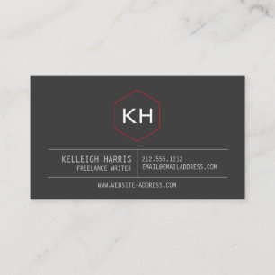 Eenvoudig  Monogram Logo in donkergrijs/rood Visitekaartje