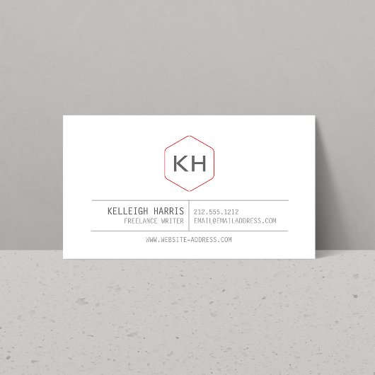 Eenvoudig  Monogram Logo in grijs/rood Visitekaartje