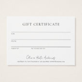 Eenvoudig Monogram met Elegant Cadeaubon Visitekaartje (Achterkant)