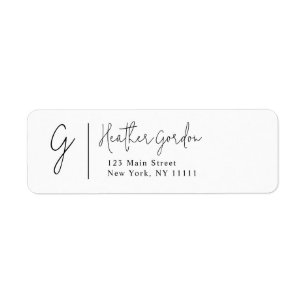 Eenvoudig Monogram minimalistisch retouradreslabel Etiket