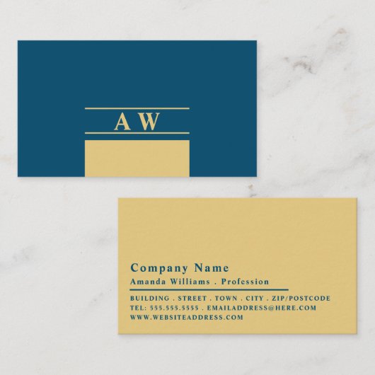 Eenvoudig monogram, minimalistisch visitekaartje (Voorkant / Achterkant)