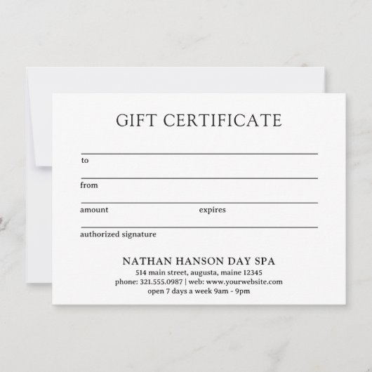 Eenvoudig Monogram Modern Cadeaubon (Voorkant)