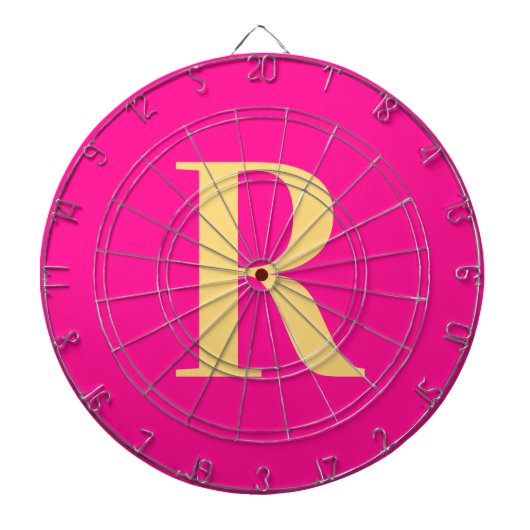 Eenvoudig Monogram Modern Hot Pink Dartbord (Voorkant)