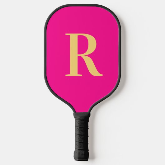 Eenvoudig Monogram Modern Hot Pink Pickleball Paddle (Achterkant)