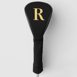 Eenvoudig Monogram Modern Zwart Goud Golfheadcover