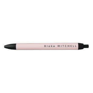 Eenvoudig Monogram Naam Blush Roze Uniek Zwarte Inkt Pen