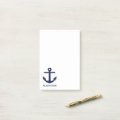 Eenvoudig monogram Nautical Anchor Navy Blue White Post-it® Notes (Op bureau)
